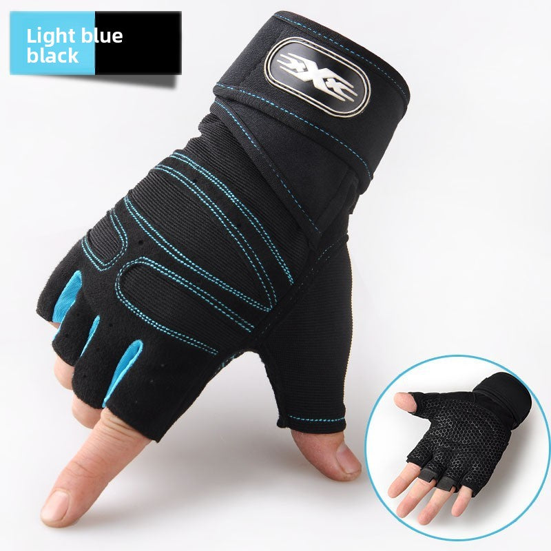 Half-finger wrist support fitness gloves with breathability