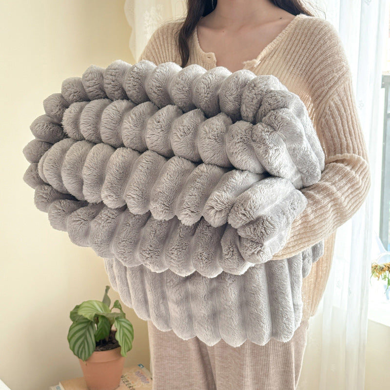 Striped Plush Flannel Blanket