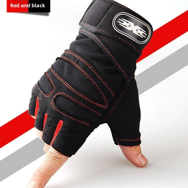 Half-finger wrist support fitness gloves with breathability