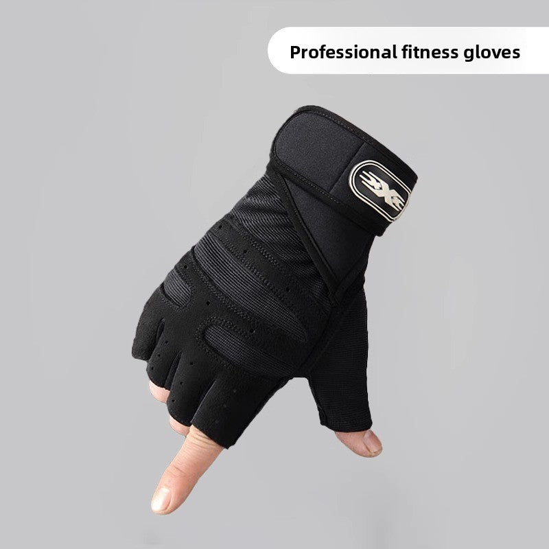 Half-finger wrist support fitness gloves with breathability