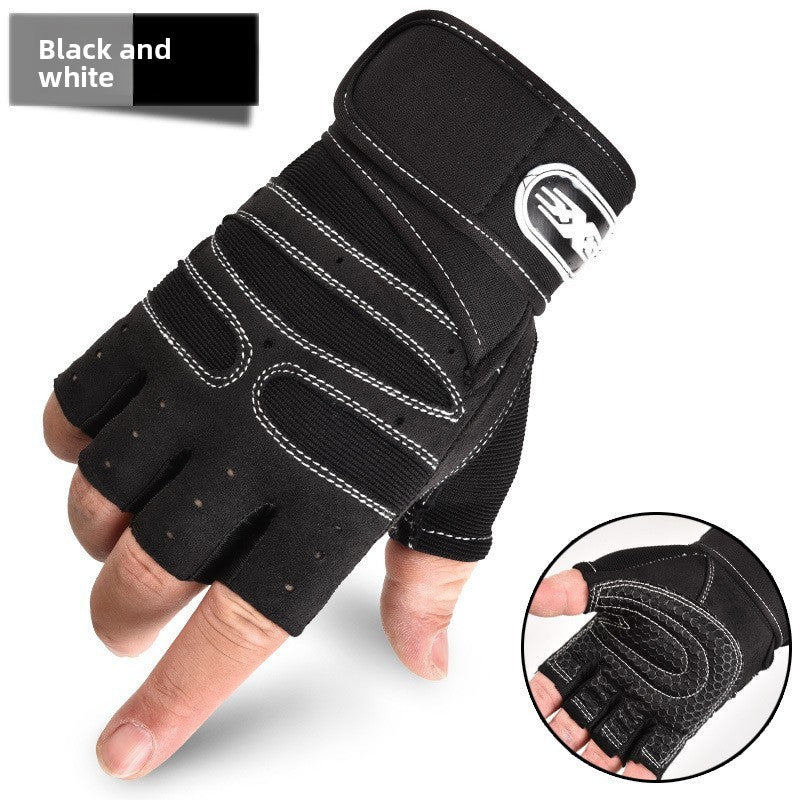 Half-finger wrist support fitness gloves with breathability