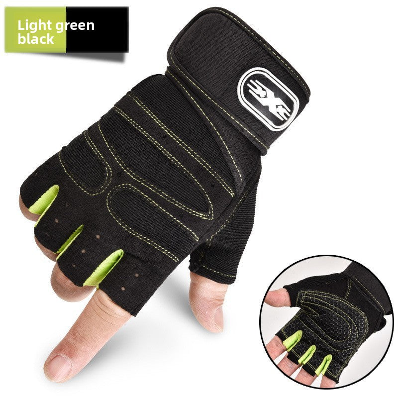Half-finger wrist support fitness gloves with breathability