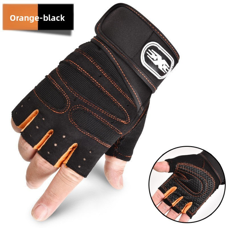 Half-finger wrist support fitness gloves with breathability