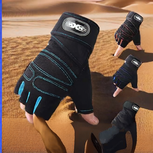 Half-finger wrist support fitness gloves with breathability